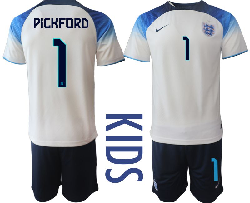 Youth 2022 World Cup National Team England home white #1 Soccer Jersey